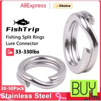 FishTrip 30-50pcs/lot Split Ring Fishing Lure Connector 3-12mm Stainless Steel Terminal Tackles Fishing Accessary Saltwater