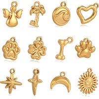 3Pcs Pet Dog Claw/Compass North Star/Sea Wave/Cat's Paw Charms Stainless Small Pendants for Necklace Bracelet DIY Jewelry Making