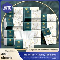 Manhua Tissue Paper, 400 Sheets/pack, 4 Layers Thick, 100 Sheets/pack, Household Toilet Paper, Wooden Napkins, Paper Towels