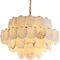 Build Our Home With Art LED Natural Marble Disc Ceiling Chandelier Lighting Lustre Suspension Luminaire Lampen For Living Room