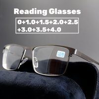 High Quality Metal Frame Reading Glasses Men Business Anti Blue Light Eyewear Classic Square Hyperopic Eyeglasses Diopter +2.25