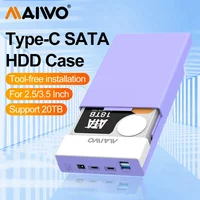 MAIWO External Hard Drive Enclosure for 3.5 2.5 Inch SATA SSD HDD with USB Hub Function Type C to SATA Adapter Case Up to 20TB