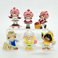 Strawberry Girl Cute Pastoral Style Cartoon Model Kawaii Toys 6pcs Toy Cake Decorative Child's Gift Gifts Anime Figure Doll