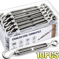 Stainless Steel Hook and Eye Tensioner Turnbuckle Tighten Wire Rope Tension Set Wire Rope Adjustable M4 M5 M6 M8 Wire Tensioner