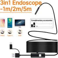 5.5MM Android Endoscope Camera 3 IN1 Micro USB Type C Borescope Mini Camera Waterproof LED Car Inspection For Android PC