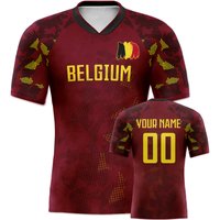 Custom Belgium Soccer Jersey Personalized Name Number, National Team Football Shirt V-Neck Flag Design for Men Kids Women