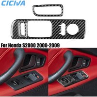 For Honda S2000 AP1 AP2 2000-2009 Carbon Fiber Window Lift Door Lock Control Panel Accessories Interior Cover Sticker Auto Trim