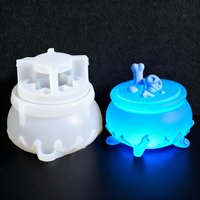 Halloween Witch Large pot jar resin mold with lid, 3D large jar mold 3.5 inches wide, DIY storage box, candlestick, gift