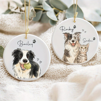 Personalized Watercolor Pet Photo Ornament Custom Dog Or Cat Memorial Keepsake Gift Custom One Side Two Side Accessories