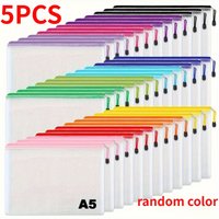 5pcs A5 PVC Mesh Zipper Bags - Storage Pouches for Documents Suitable for Home, School, And Travel. Versatile document folder