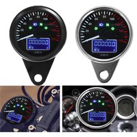 Universal 12V Motorcycle Odometer Speedometer Retro LED Digital fuel meter Gauge instrument For Cafe Racer