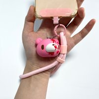 Trendy Pink Bloody Bear Phone Strap Y2K Gothic Mobile Lanyard Anti-loss Hand Rope Cute Doll Pendant Phone Case Accessories