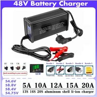 High-power 48V 5A 8A 10A 12A 15A 20A Electric Vehicle Lithium Battery Charger 13S 14S 16S 54.6V 58.8V 58.4V 54.75V LCD Display