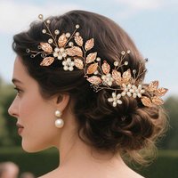 Golden Leaf Pearl Hairpins Set Luxury Pearl Floral U-Shape Hair Sticks For Women Fashion Hair combs Bridal Hair Accessories