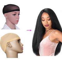 2pcs Black/Brown Stretch Mesh Wig Cap Hair Net Free Size Top Stocking for Weave Wig Making