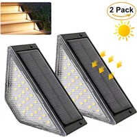Outdoor Solar Step Lights, Warm White Light,IP66 Waterproof, Auto On, for Patio, Yard, Driveway, Porch Decoration