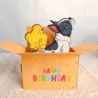 1pc Funny French Bulldog Farts Birthday Card Pop-Up 3D Frenchie Greeting Card Humorous Dog-Themed Greeting Card Birthday Gift