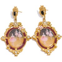 Yhpup French Stainless Steel Oval Ballet Girl Drop Earrings 2025 New Arrivals Retro Design Attractive Jewelry for Ladies Gift