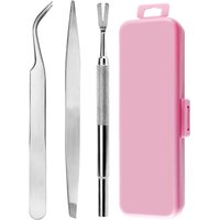 1Set Portable Tick Flea Remover Tool With Fork & Tweezers, Stainless Steel Professional Tick Extractor For Humans & Dogs Cats