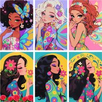 Diamond Painting Kit Fairy Butterfly Cartoon Girl DIY Diamond Embroidery Cross Stitch Handmade Art Gift Crafts Kids Room Gift