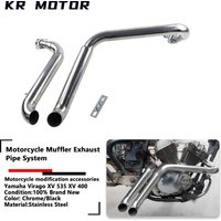 Motorcycle Handmade Exhaust Pipes Full Muffler Exhaust System 45°Exhaust OutletFits Fit For Yamaha Virago XV535 XV400 XV535/400 image 4