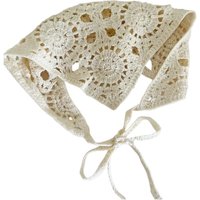 Elegant Crocheted Hair Bandanna Breathable Knitted Adjustable Head Scarf Handmade Lace Head Wrap Japanese Style