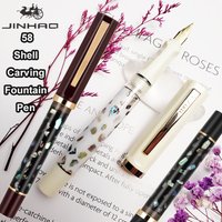 Jinhao Classic Fountain Pen with Shell Carving Hexagon Anti-Roll Barrel EF/F Iridium Nib Calligraphy Pens Luxury Souvenir Gifts