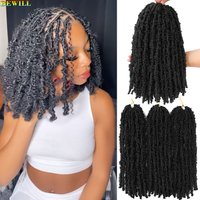 BEWILL 12 14 Inch Synthetic Butterfly Faux Locks Crochet Braids Hair Light Weight Butterfly Locs Crochet Hair for Black Women
