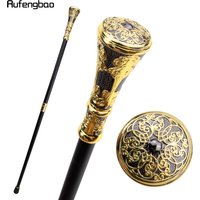 Bâton de marche à poignée ronde en forme de fleur de luxe, noir doré, à la mode, pour fête, canne de marche décorative, bouton élégant, bouton de crosse 93cm