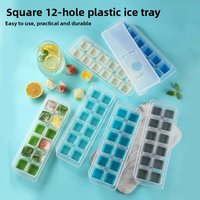 Ice cube mold - Ice block making box - Home-use ice cube making device - Commercial use - 12 square plastic ice cubes