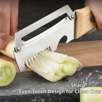 Multifunctional 3-In-1 Stainless Steel Vegetable Paring Knife Bottle Opener Wooden Handle Green Onion Shredder Kitchen Tool