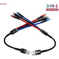 30cm short 3 In 1 USB Cable Short Micro USB Type C Cable For iPhone 13 12 11 Samsung Xiaomi Mobile Phone Charger Cable Mini Wire
