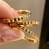 ZAKOL 3pcs/set Minimalist Korean Fashion Raised Square Stainless Steel Rings Set for Women Girls Trendy Daily Wear Jewelry
