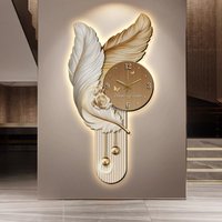 Light Luxury Feather Entrance LED Wall Clock Decorative Painting Corridor Mute Wall Clock Background Wall Lamp Clock Home Decor