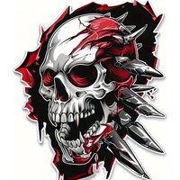 1PC Spiked Skull Sticker, Waterproof Vinyl Decal for Car, Motorcycle, Window, Bumper, Laptop, DIY Decor