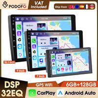 Podofo 8-Kern 8+128G Autoradio 7/9/10'' IPS-Bildschirm Bluetooth WIFI GPS FM RDS Auto-Multimediaplayer Kabelloses CarPlay Android Auto
