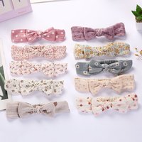 3PC/lot Muslin Cotton Linen Baby Headband Newborn Knotted Hair Bow Turban Floral Print Headband Children Girls Hair Accessories