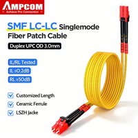 AMPCOM LC to LC Fiber Optic Patch Cable OS2 Singlemode SMF Duplex UPC 9/125um 10Gbps LSZH 3.0mm OD Optical Jumper Cord 1m-30m