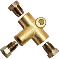 1Pcs Copper 3 Way T Piece Brake Pipe Connector With 3 x M10 Male Short Nut for 3/16" Pipe Car Brake Hoses Car Accessories
