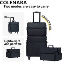 COLENARA Rolling Luggage 2-in-1 Cosmetic Bag Ladies Oxford Cloth Professional Beauty Nail Art Toolbox Trolley Case Cosmetic Case