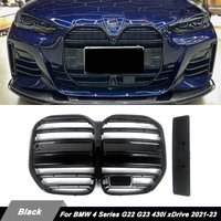 M4 Style Front Bumper Grille Compatible with BMW 4 Series G22 G23 420i 430i 435i M440i 2021-2024 Kidney Racing Grill Gloss Black