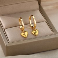 Boucles d'oreilles en forme de cœur en acier inoxydable pour femmes, Vintage, couleur or, goutte d'eau, bijoux de mariage, saint-valentin, cadeau, livraison gratuite