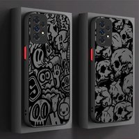 Black Graffiti Skull Case For Samsung Galaxy A07 A17 A34 A54 A05 A05S A24 A14 A53 A33 A23 A52 A52S A32 A22 A12 A71 A51 A31 Cover