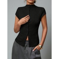 Women's fashionable knitted turtleneck top, slim and comfortable four-season short-sleeved cardigan, can be worn as a base layer