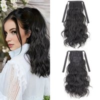 14Inch Synthetic Short Curly Ponytail Drawstring Around Clip in Ponytail Black Brown Hairpiece for Women