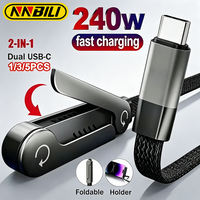 NNBILI 1/3/5PCS 240W Type C to Type C Fast Charging Foldable Bracket Data Cable Desktop Holder Charging Wire For Iphone Samsung
