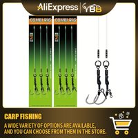 Carp Fishing Combi Rig with 100% Fluorocarbon Hooklink and Rolling Swivel for Method Feeder Fishing