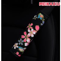 1 beautiful flower Sakura fabric Breathable car shoulder sleeve Seat belt Car interior supplies red black purple