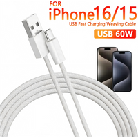 Original 60W PD USB to USB-C Fast Charging Cable For iPhone 17 16 Pro Max 15 Plus Type C Quick Charger Xiaomi Samsung Cable