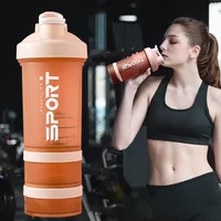 450ML 3 Layer Plastic Shaker Bottle Protein Mixing Cup for Gym Outdoor Leakproof Sports Water Bottle Drinkware Fitness Tool